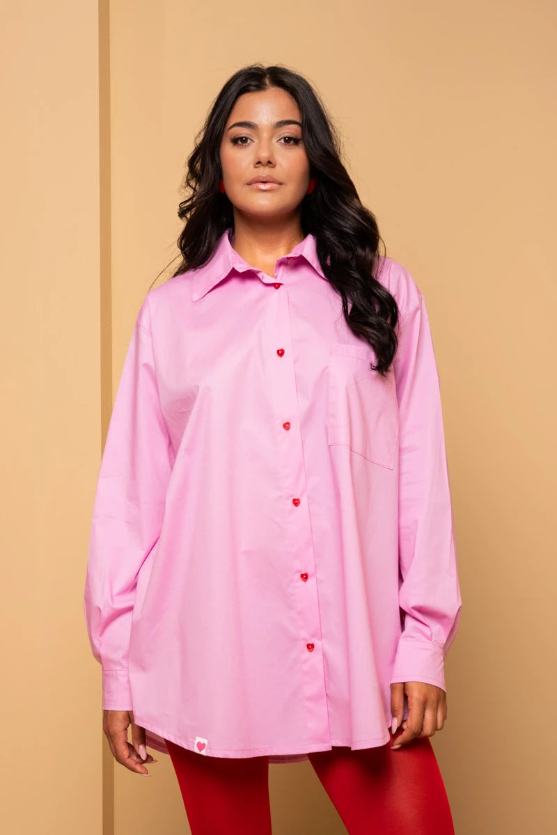 Maya Shirt Pink Cotton Poplin Πουκάμισο Petit Boutik