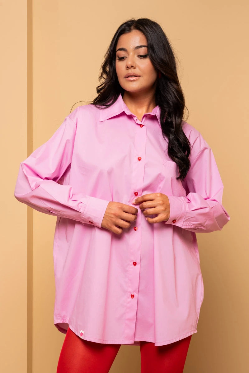 Maya Shirt Pink Cotton Poplin Πουκάμισο Petit Boutik
