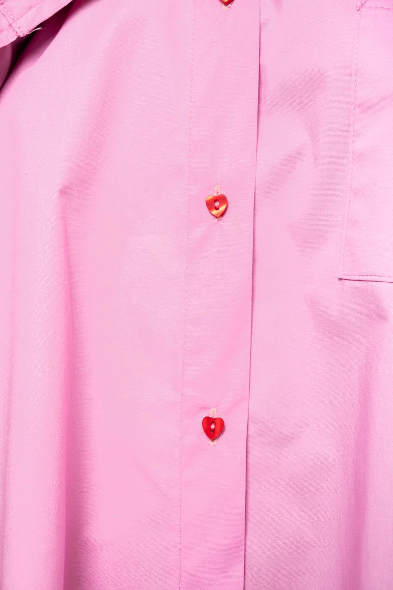 Maya Shirt Pink Cotton Poplin Πουκάμισο Petit Boutik