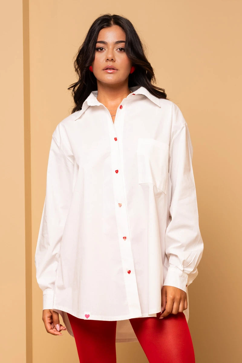 Maya Shirt White Cotton Poplin Πουκάμισο Petit Boutik