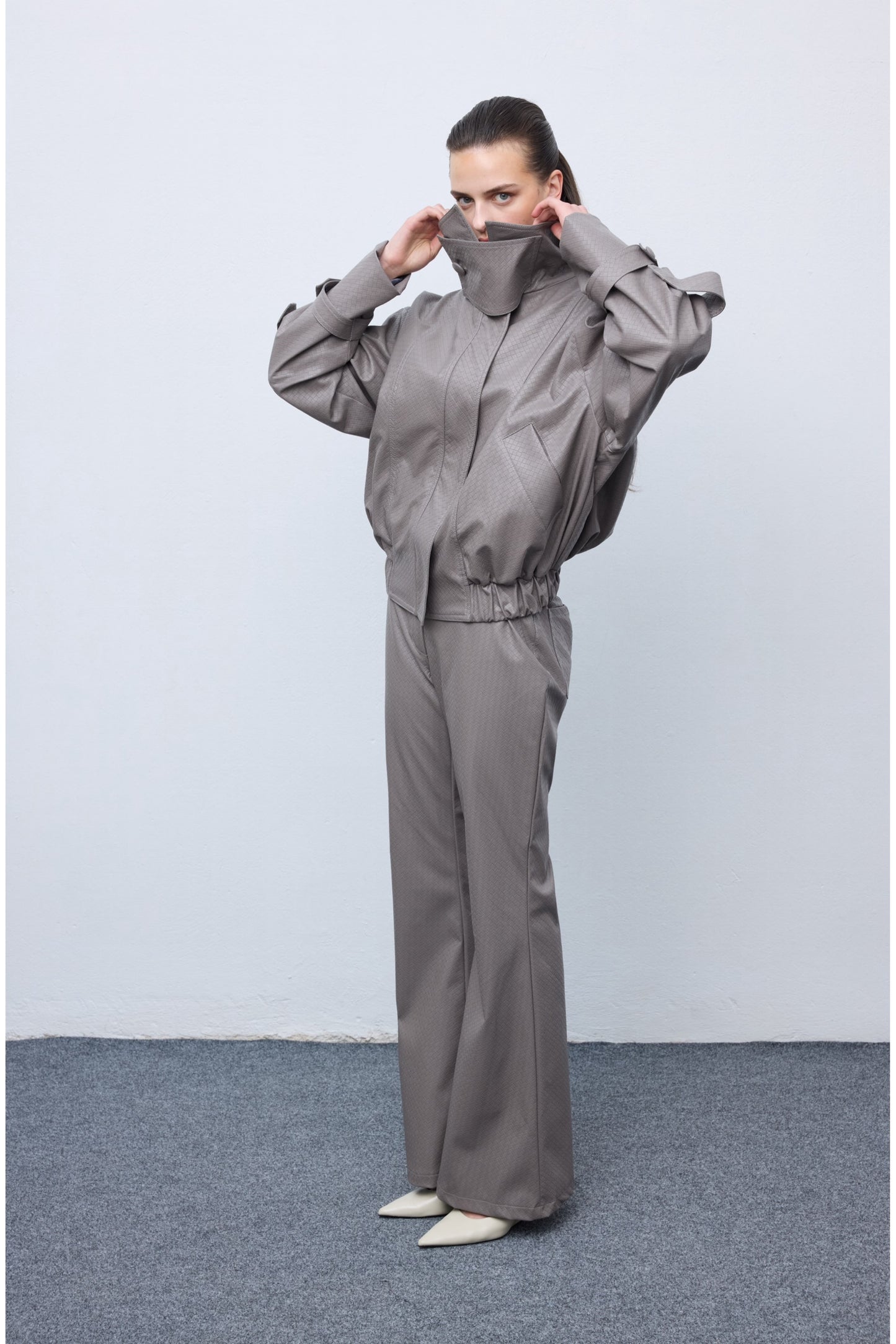 Leather Knots Jacket Gray