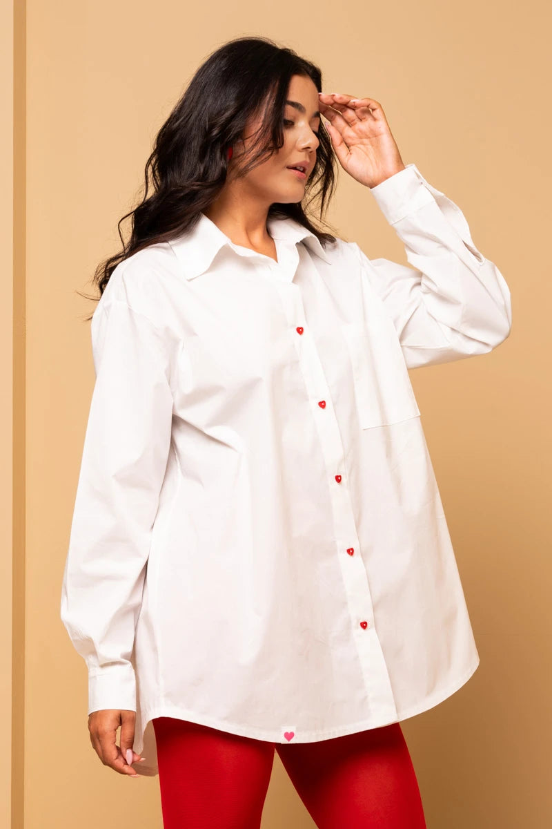 Maya Shirt White Cotton Poplin Πουκάμισο Petit Boutik
