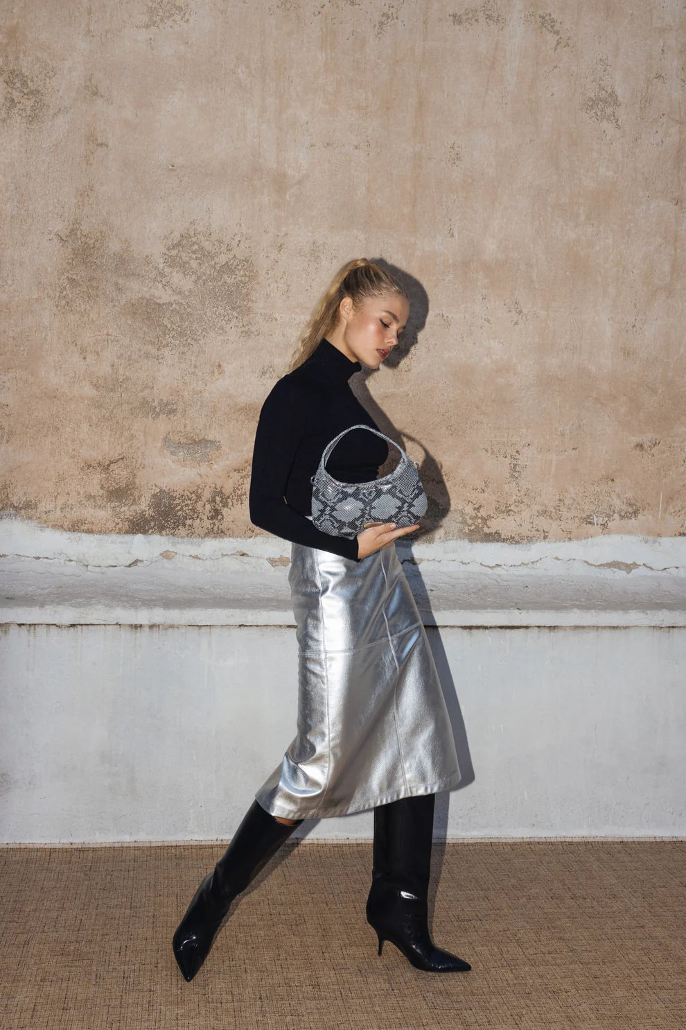 CANDY MINI (grey python print genuine leather)