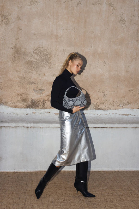 CANDY MINI (grey python print genuine leather)