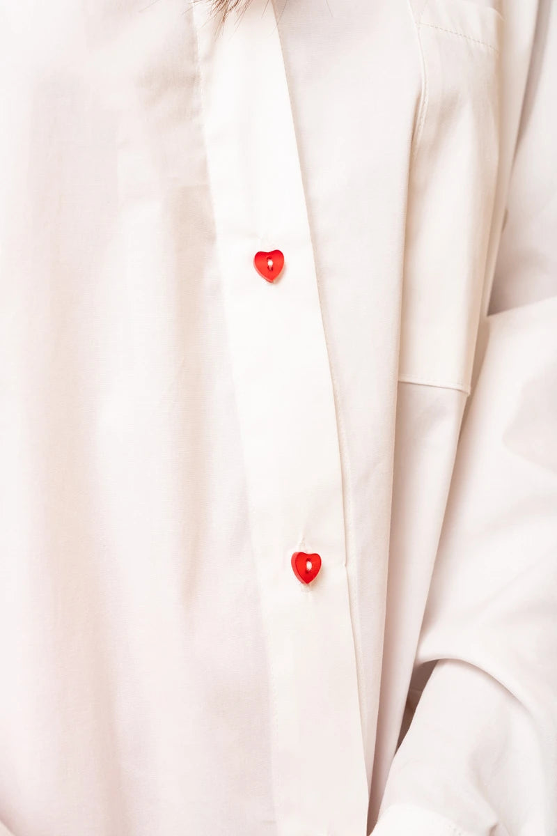 Maya Shirt White Cotton Poplin Πουκάμισο Petit Boutik