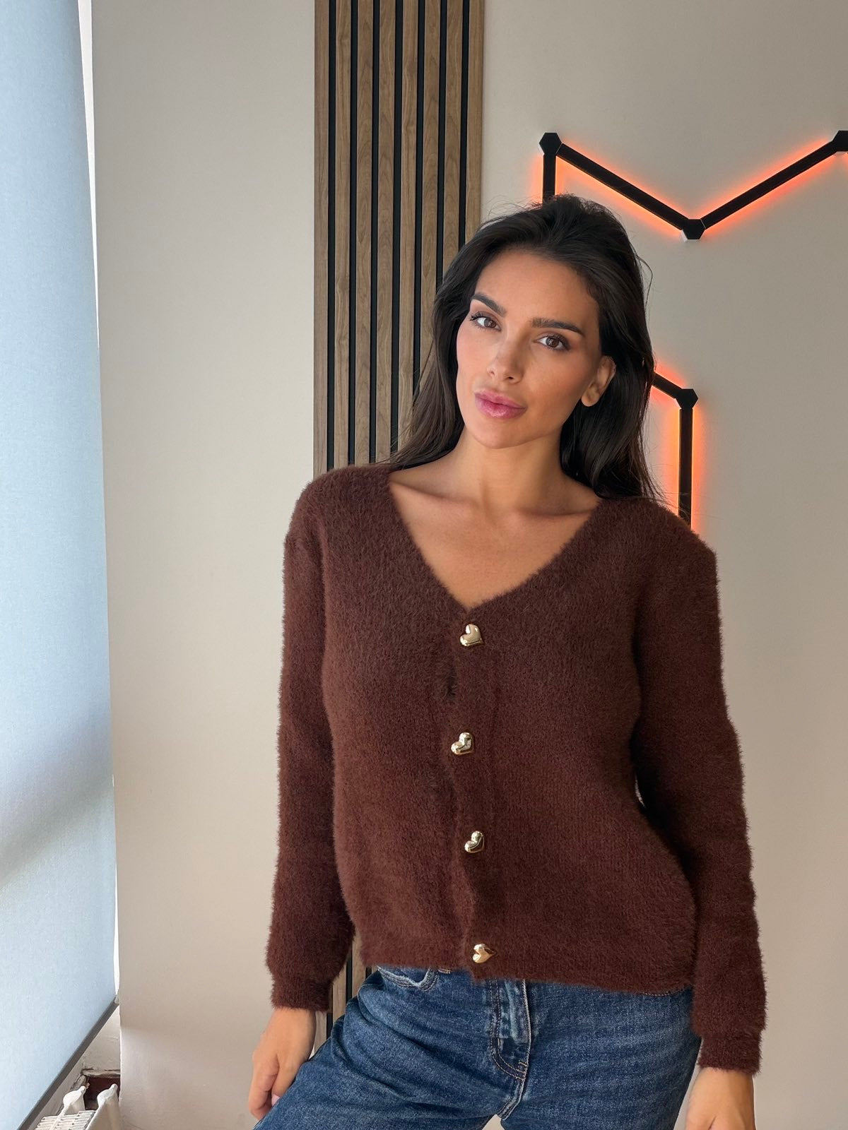 Fluffy Cardigan - Brown