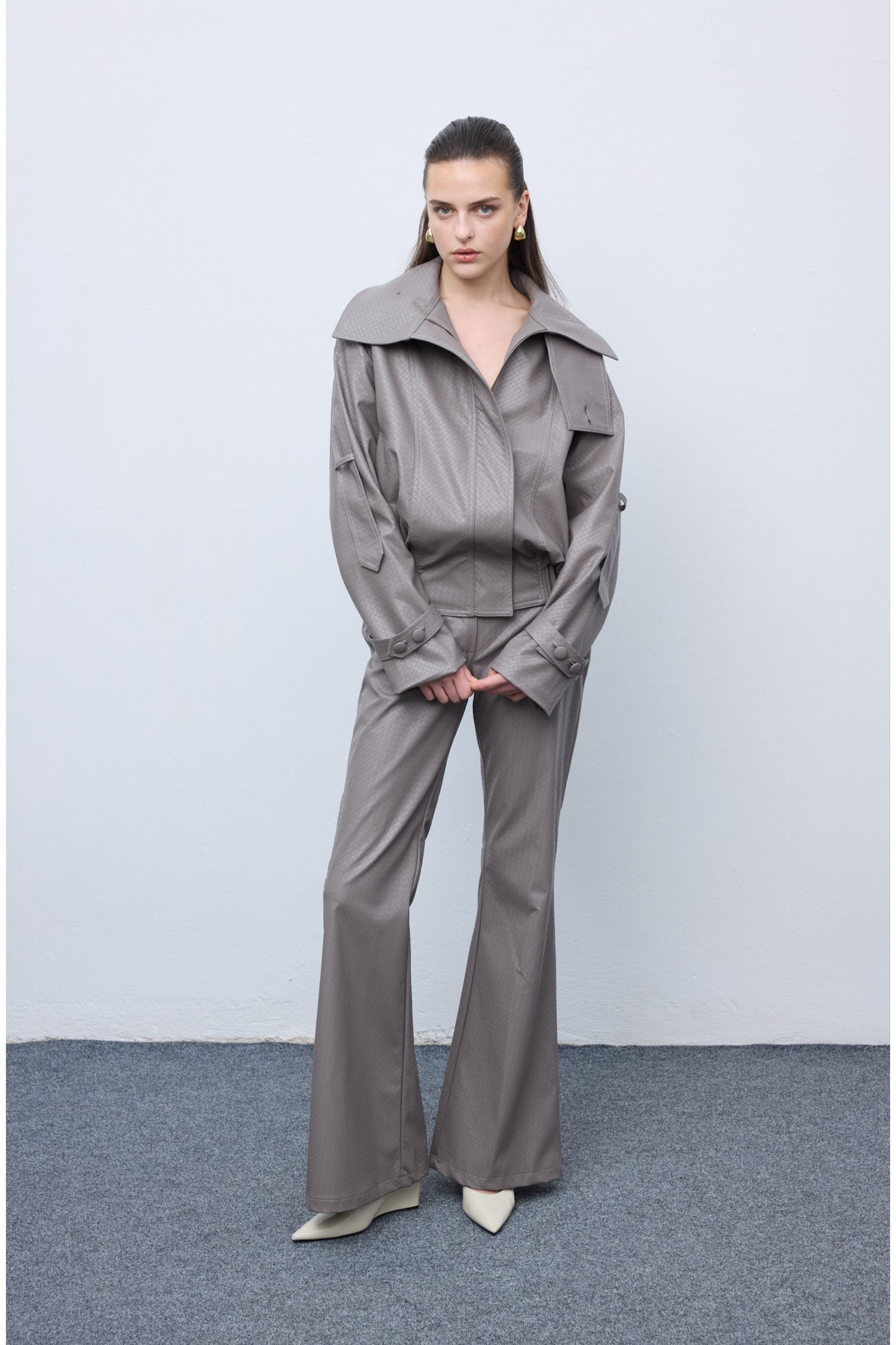 Leather Knots Pants Grey