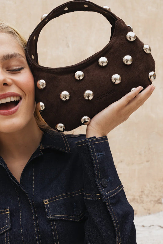 CANDY MINI STUDS (brown suede genuine leather)