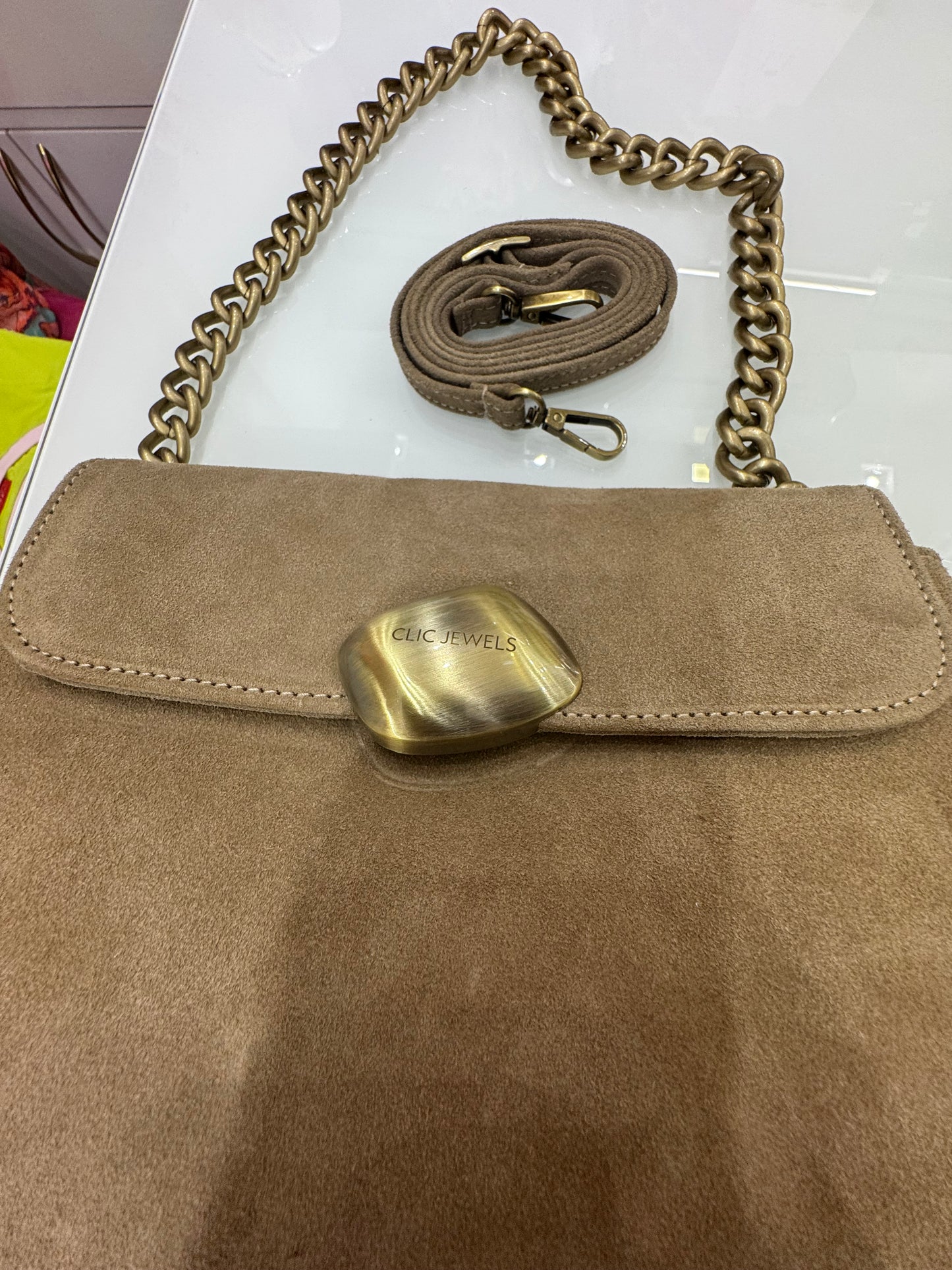 DONNA MEDIUM (Mocha suede genuine leather)