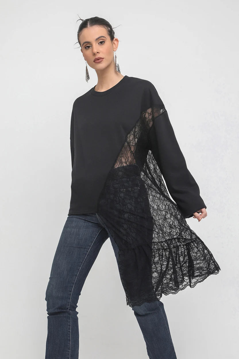 ANNIE SWEATSHIRT (LACE COMBO)