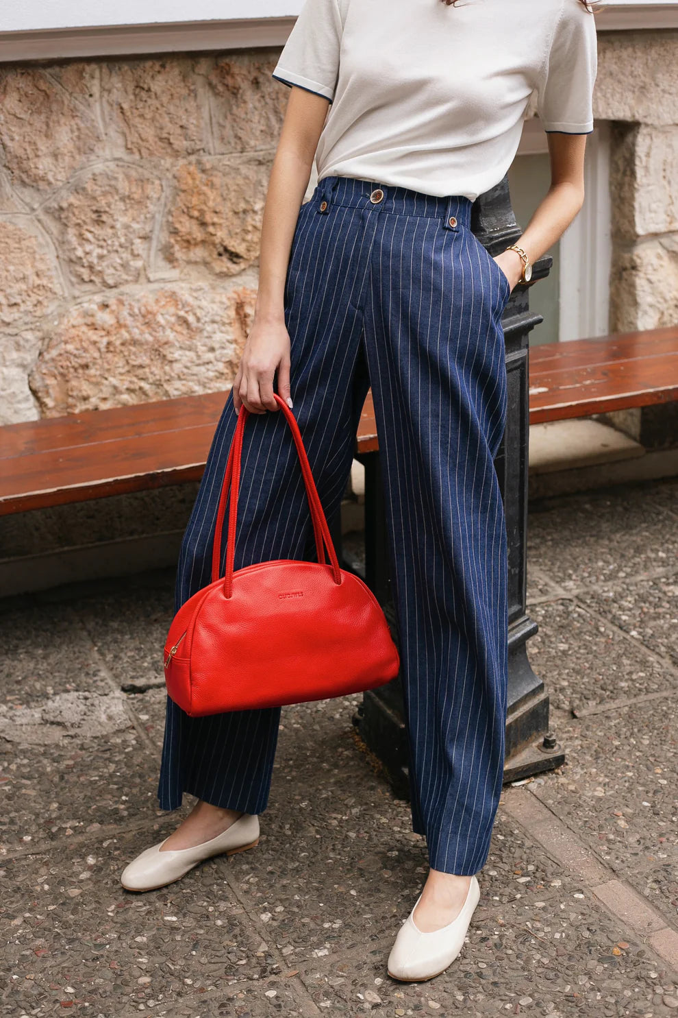 BELLA BOWLING BAG (red dolaro genuine leather)