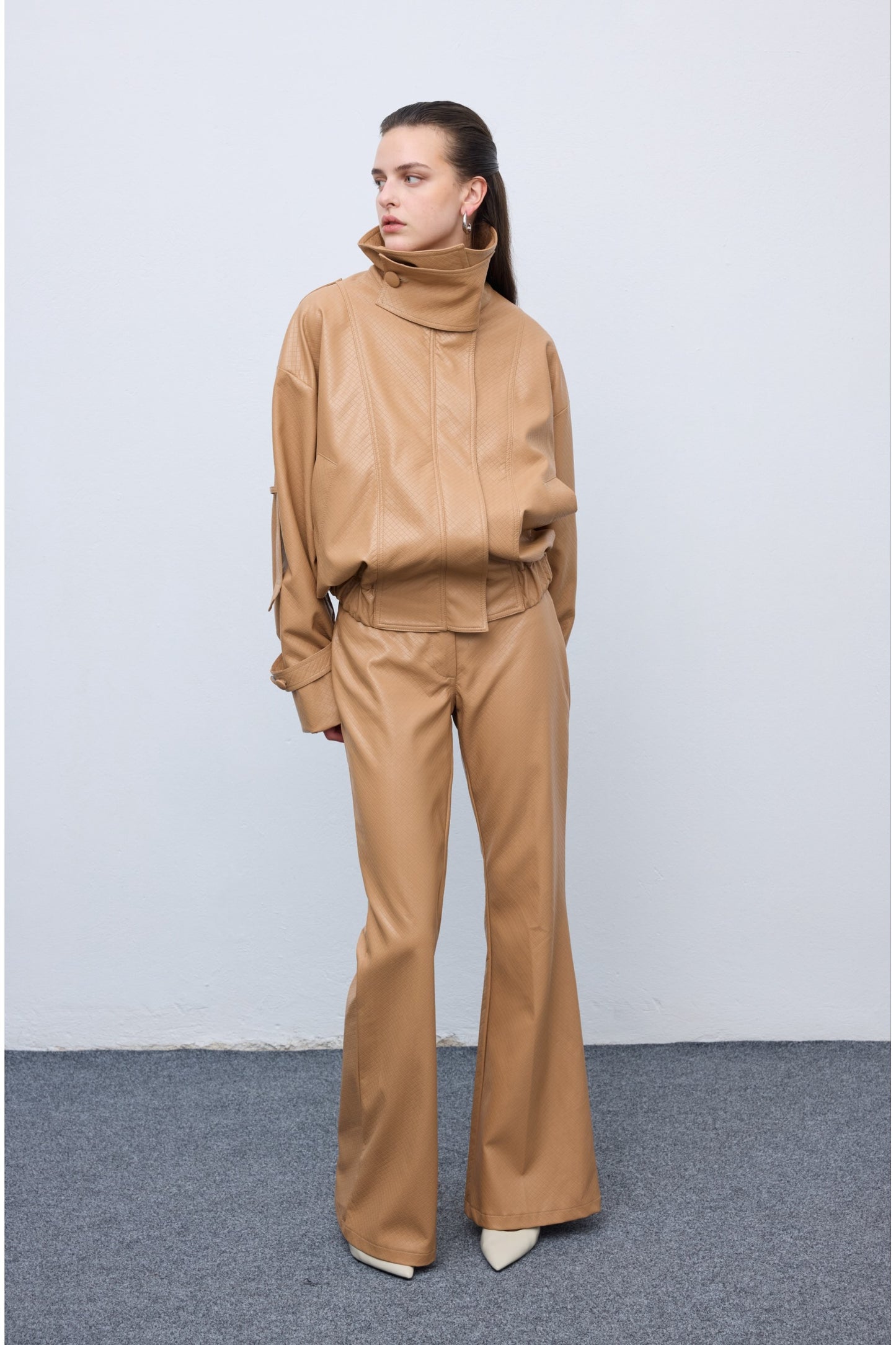 Leather Knots Pants Camel