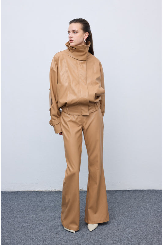 Leather Knots Pants Camel