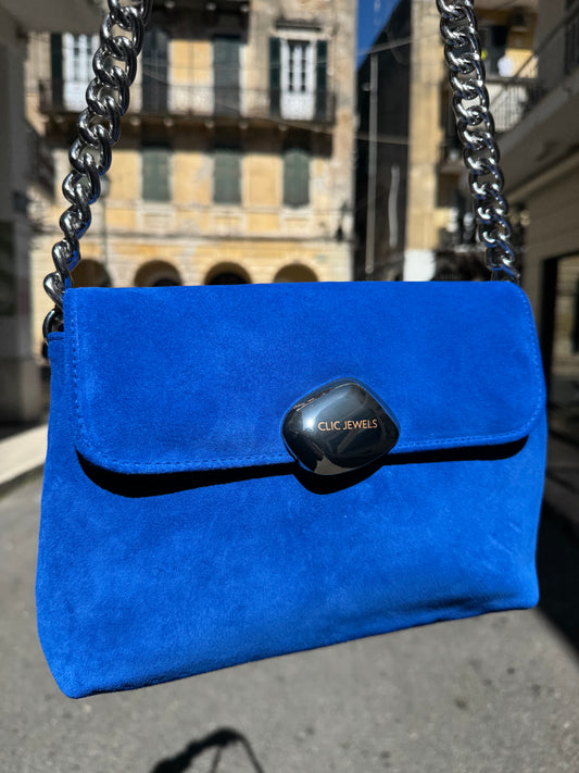 DONNA MEDIUM (royal blue fine suede genuine leather/true to color)