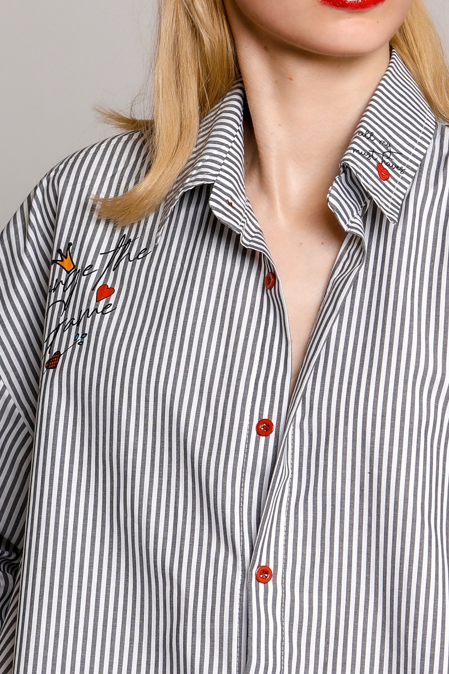 Brenda Shirt - Grey stripes