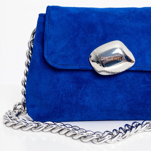 MAYA MINIBAG (royal blue fine suede genuine leather/true to color)
