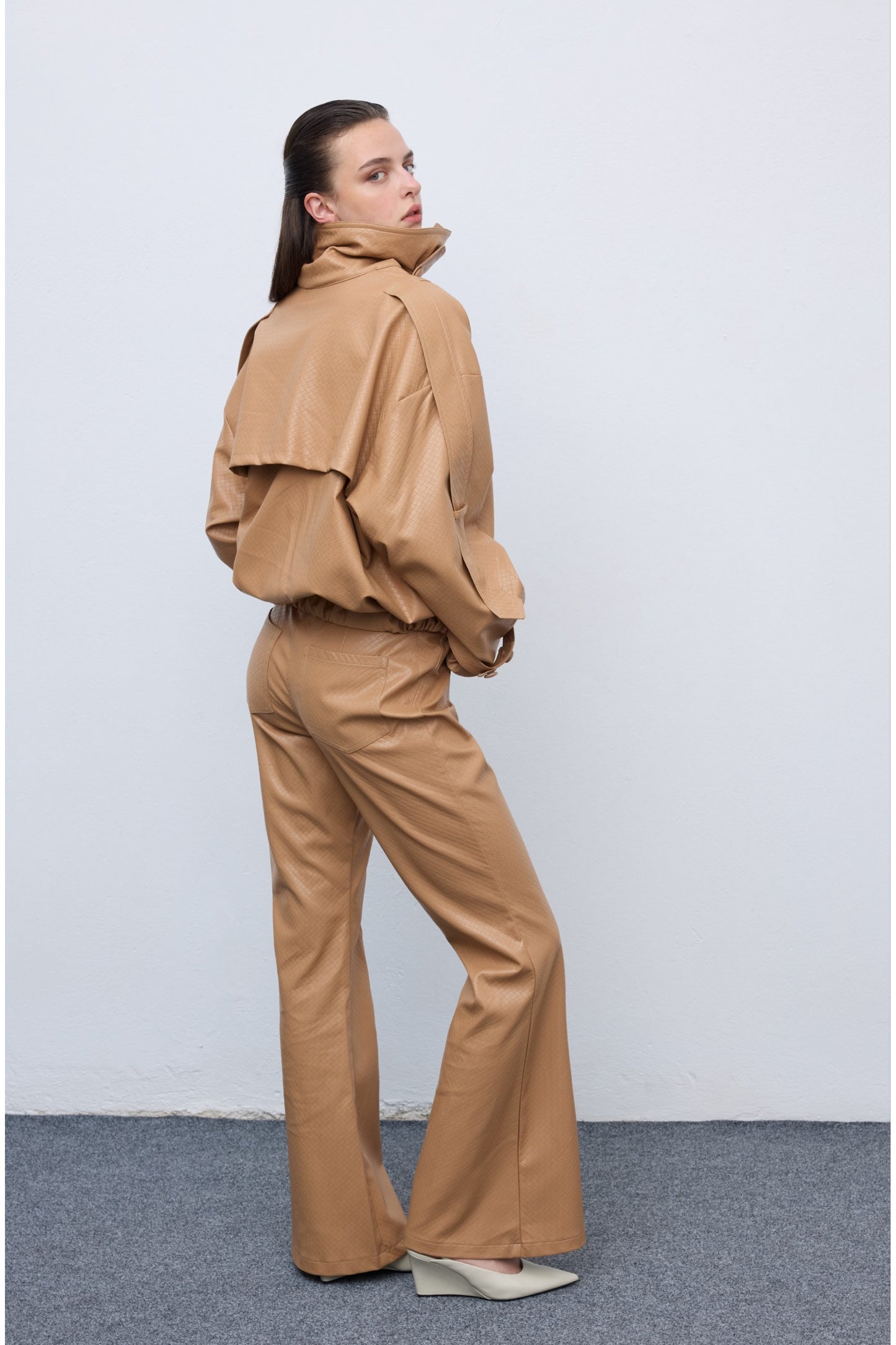 Leather Knots Pants Camel