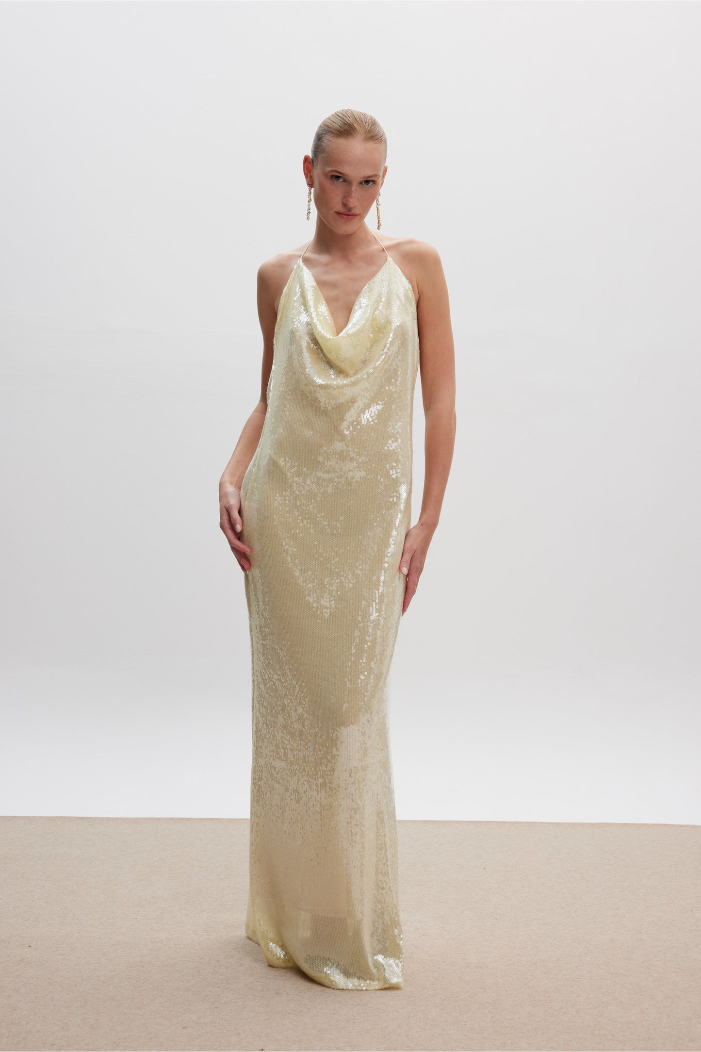 Irina Sequin Maxi Dress Butter Yellow