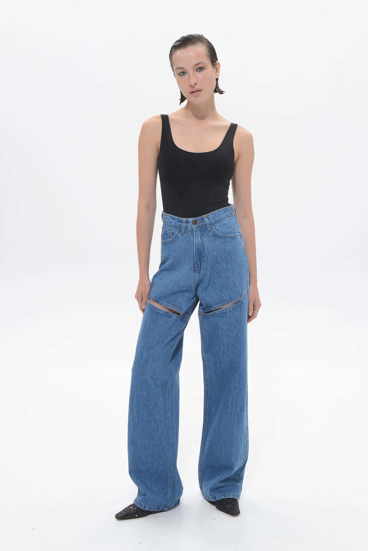 Cindy Mid Blue Wide Leg Pants