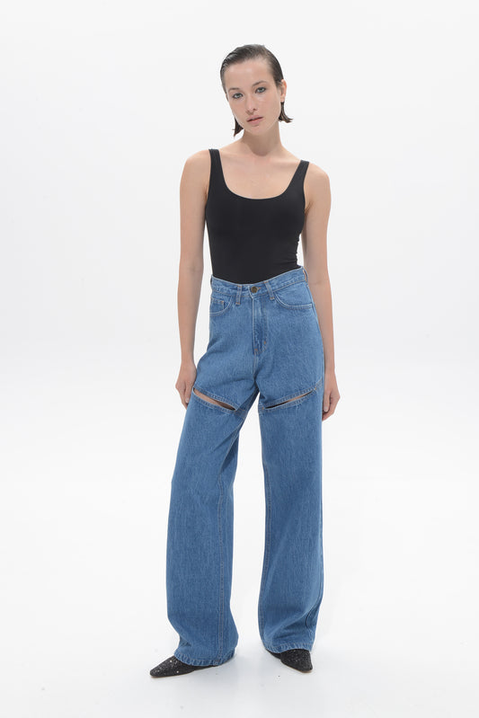 Cindy Mid Blue Wide Leg Pants