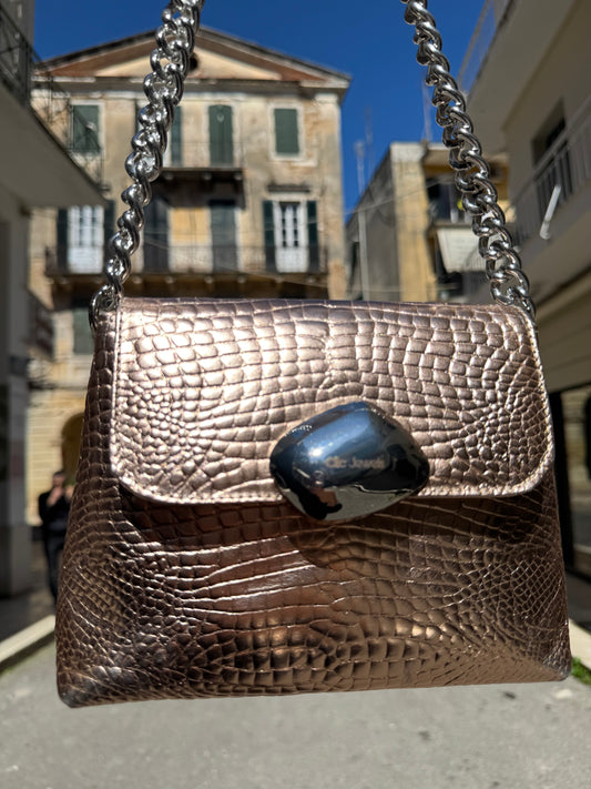MAYA MINIBAG (Rosegold croco genuine leather)