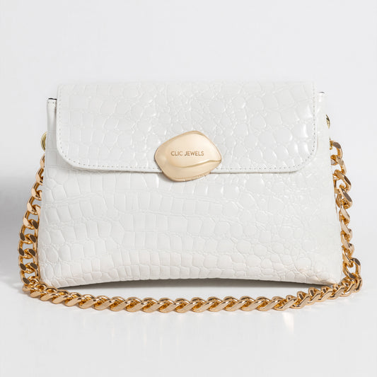 White Croco Medium Donna