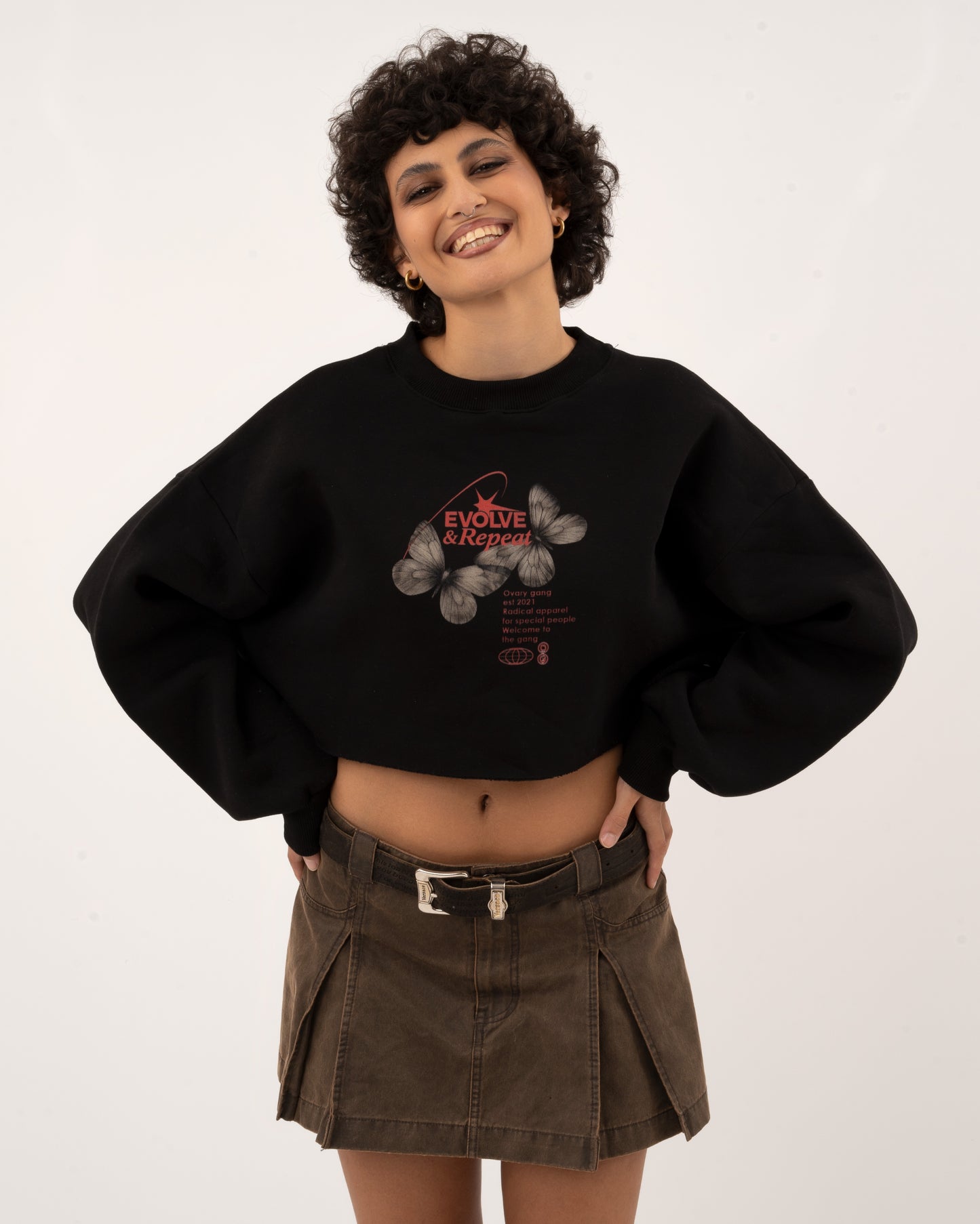 Evolve & Repeat - Black Crop Hoodie