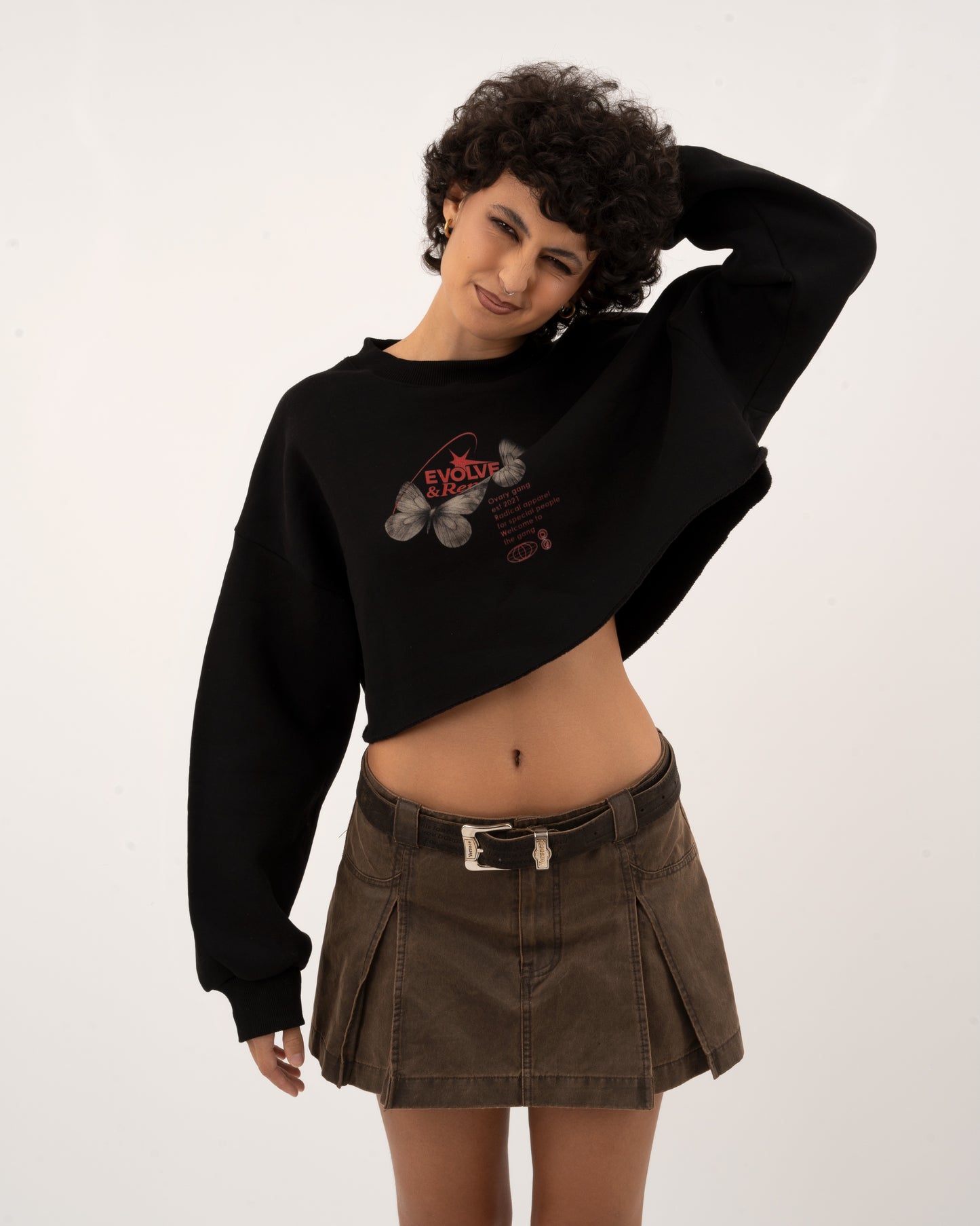 Evolve & Repeat - Black Crop Hoodie