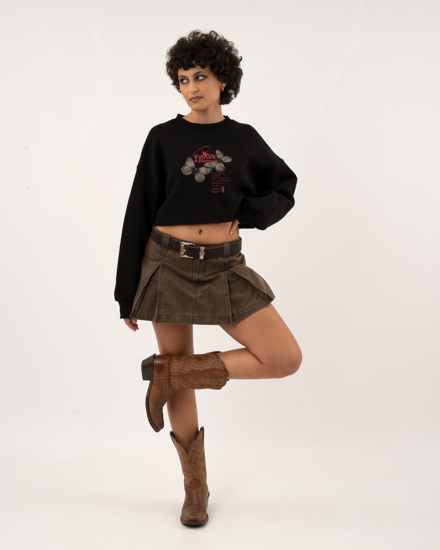 Evolve & Repeat - Black Crop Hoodie