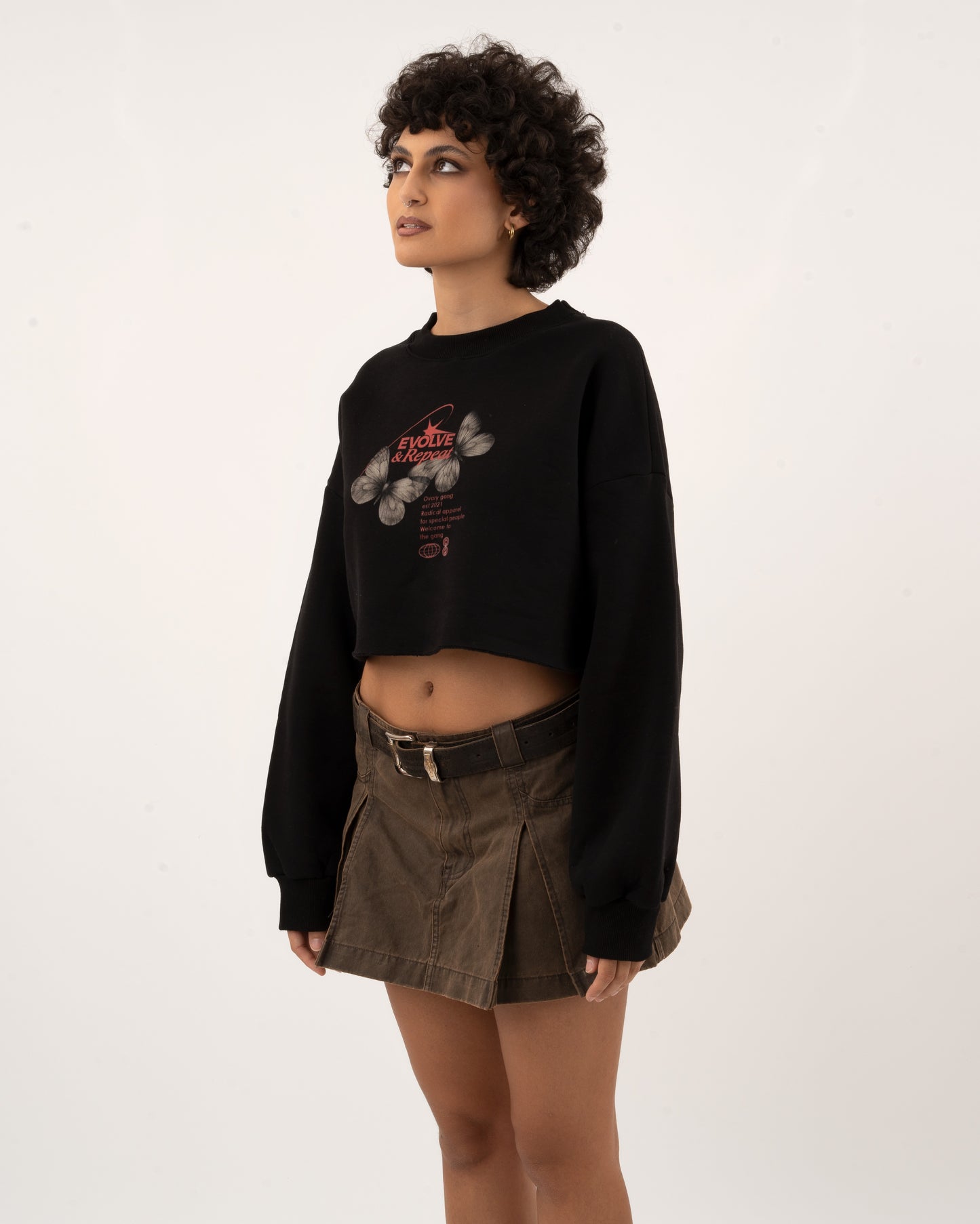 Evolve & Repeat - Black Crop Hoodie