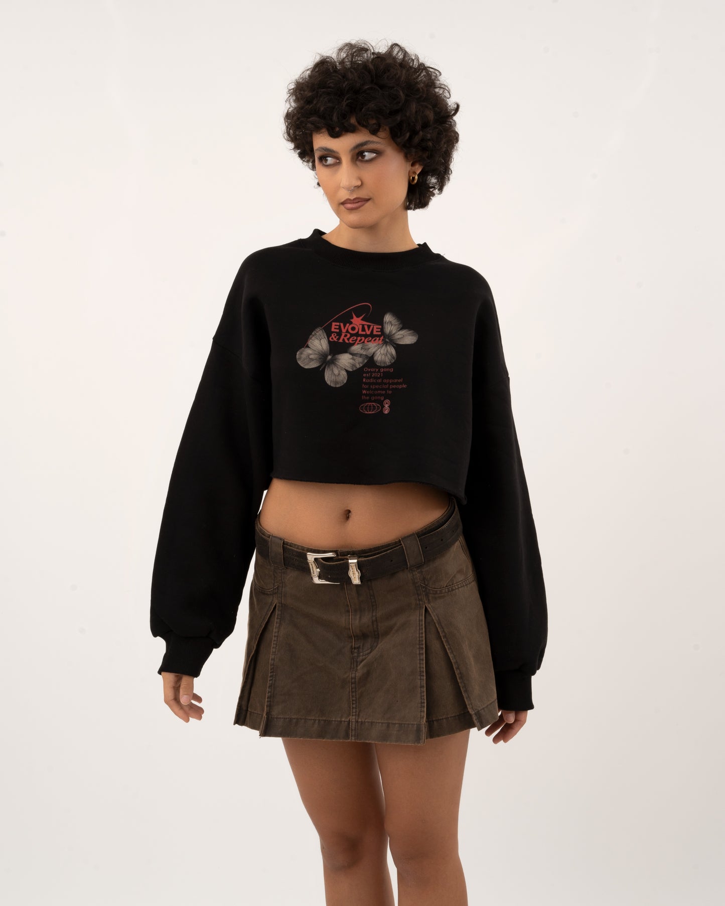 Evolve & Repeat - Black Crop Hoodie