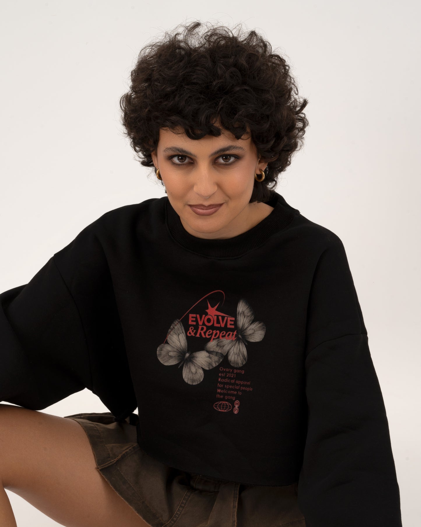 Evolve & Repeat - Black Crop Hoodie