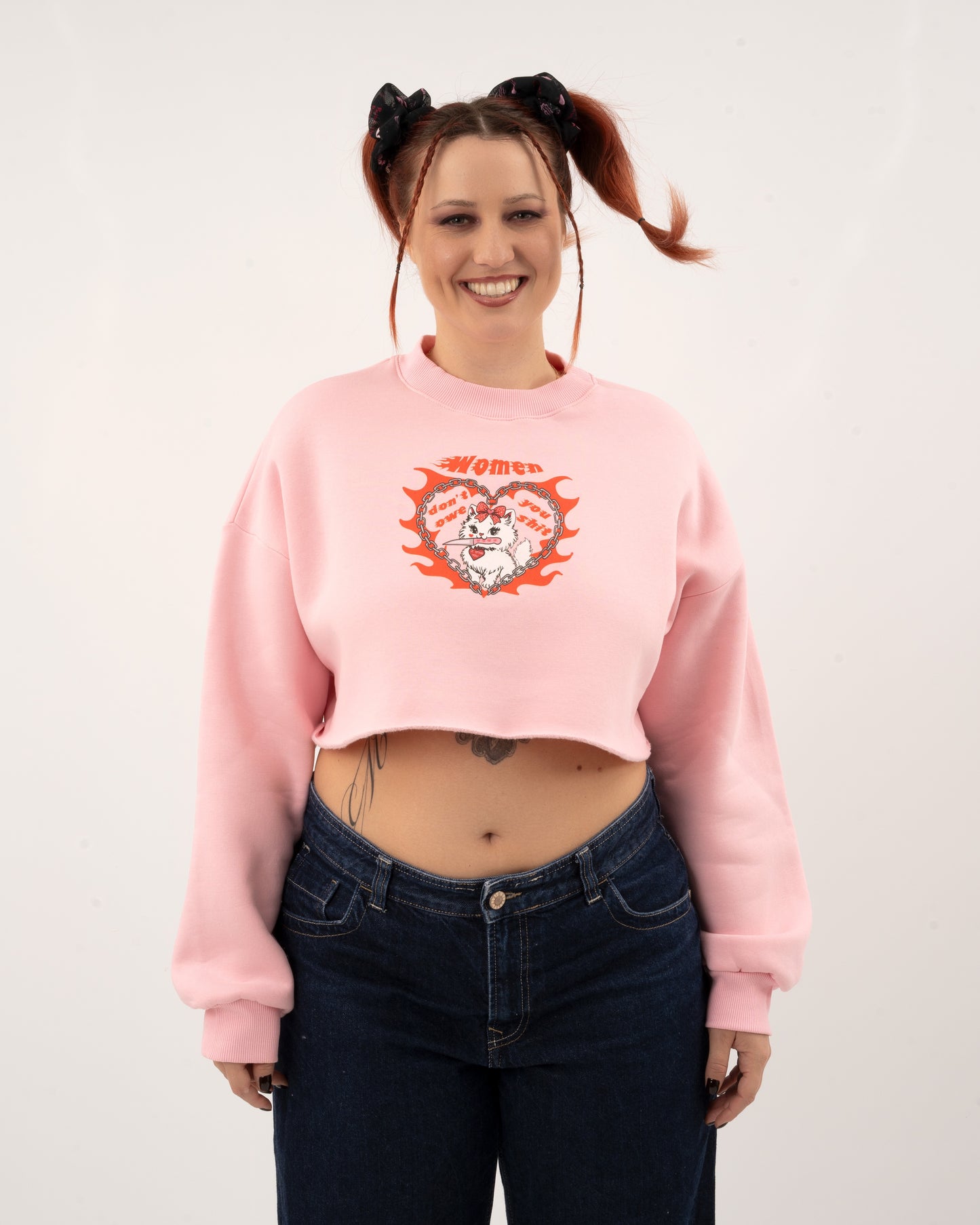Women Don't Owe You Shit - Pink Crop Hoodie