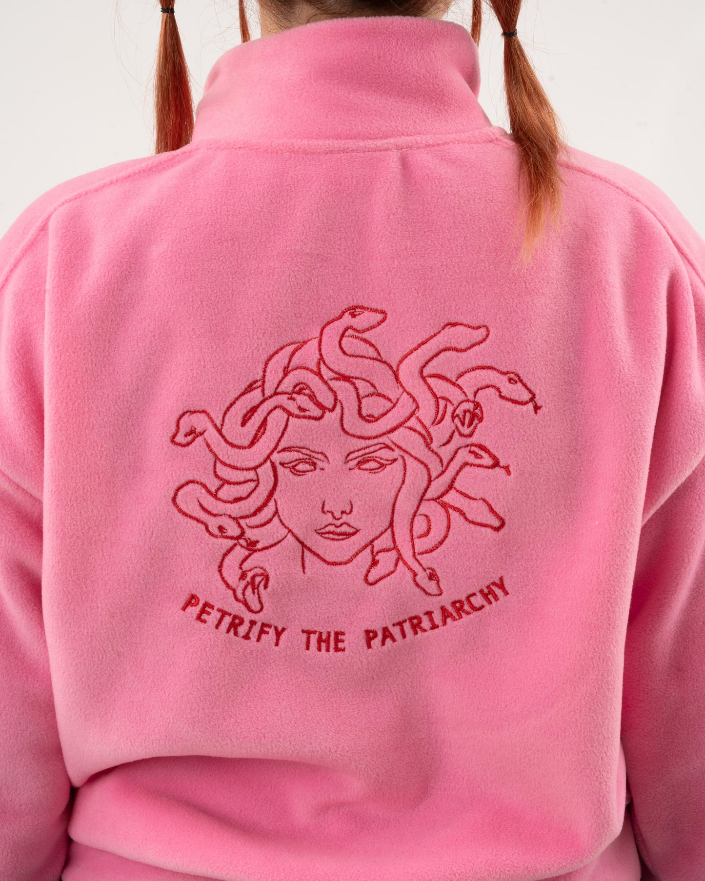 Petrify The Patriarchy - Pink Fleece Half-Zipped