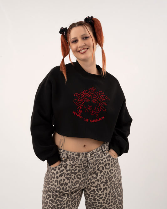 Petrify The Patriarchy - Black Crop Hoodie