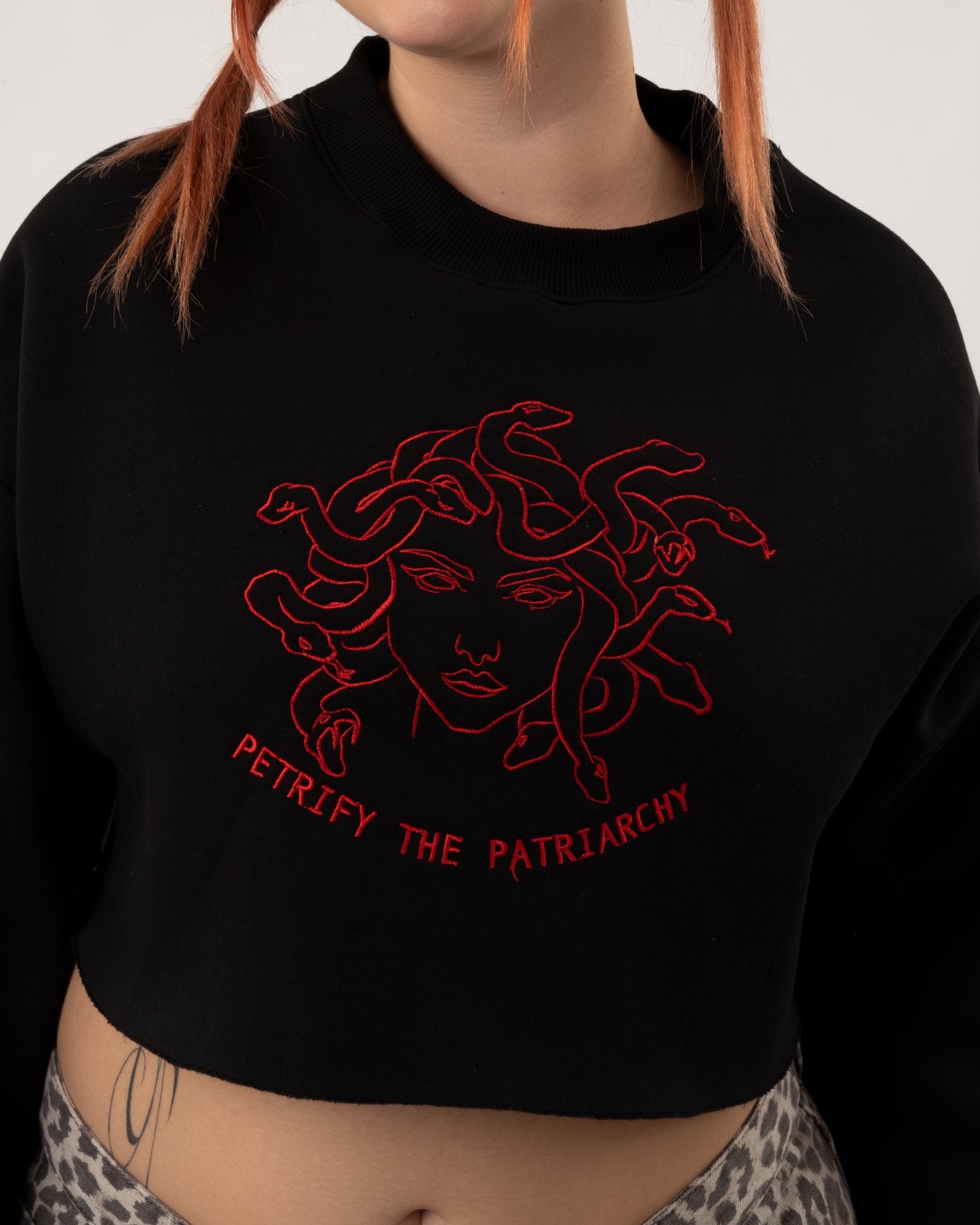 Petrify The Patriarchy - Black Crop Hoodie