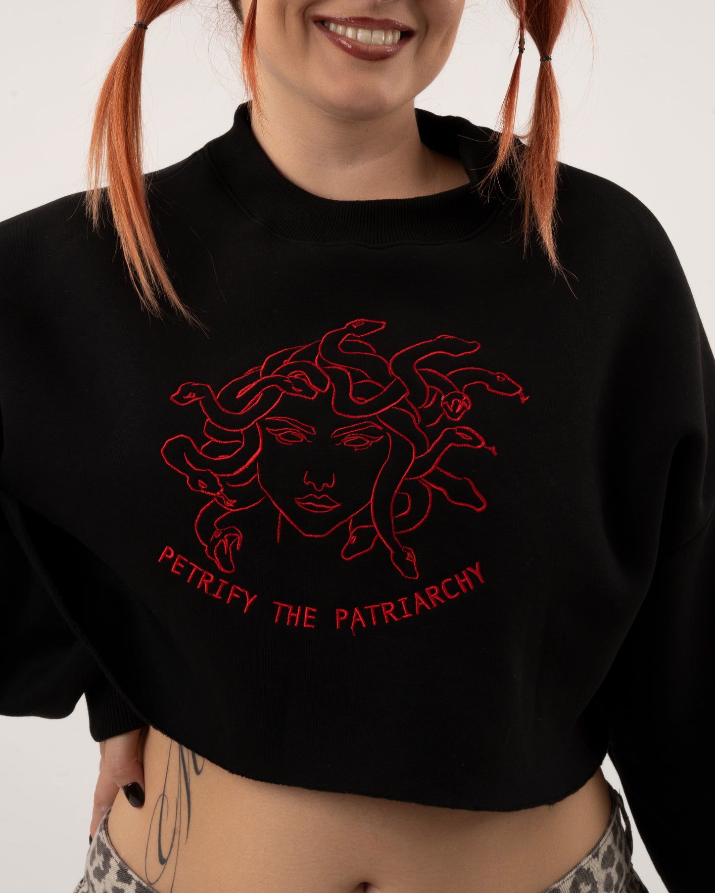 Petrify The Patriarchy - Black Crop Hoodie