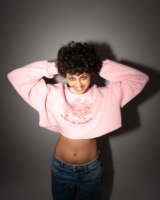 Petrify The Patriarchy - Pink Crop Hoodie