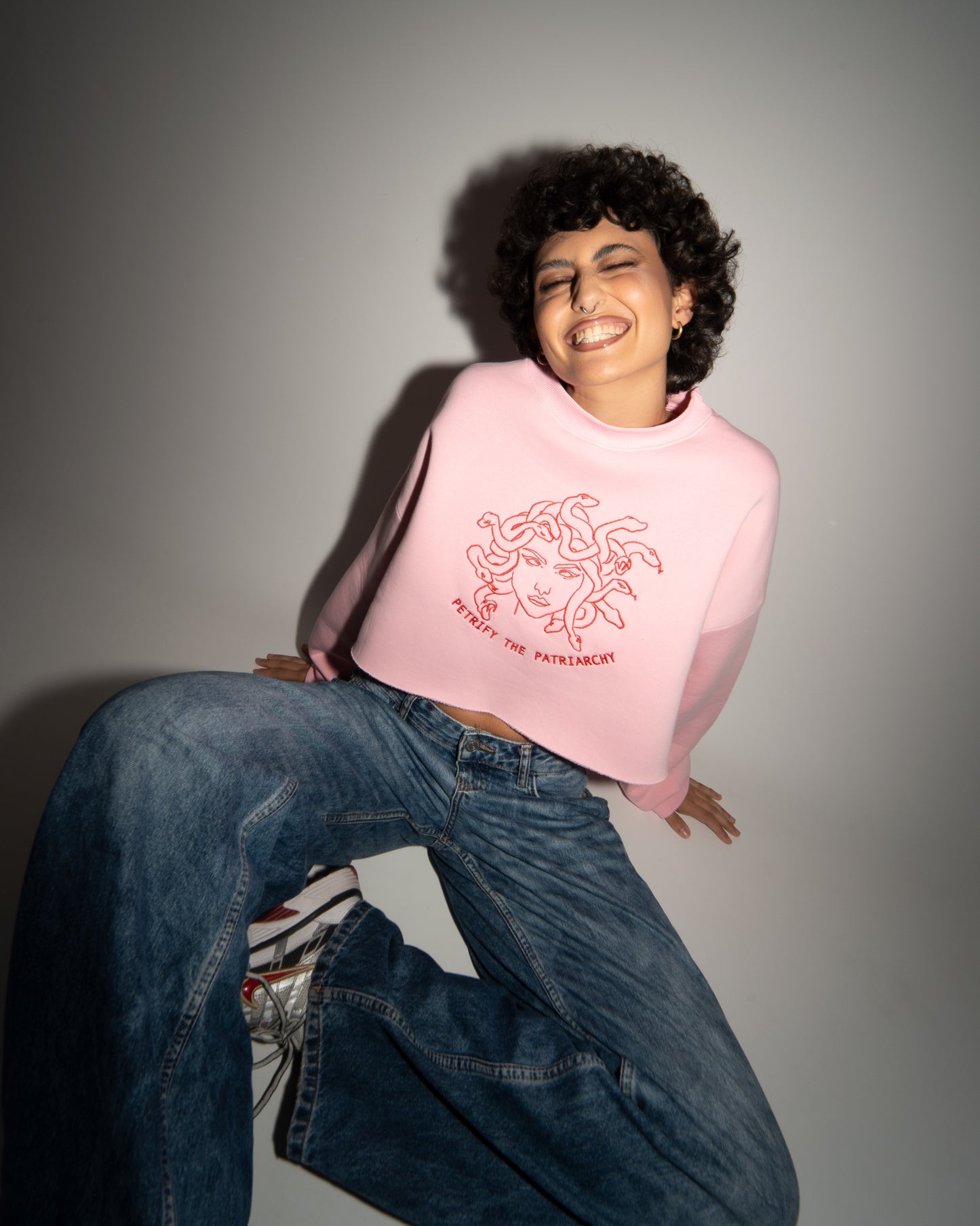 Petrify The Patriarchy - Pink Crop Hoodie