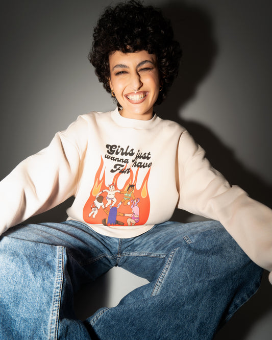 Girls Just Wanna Have Fun - Beige Hoodie