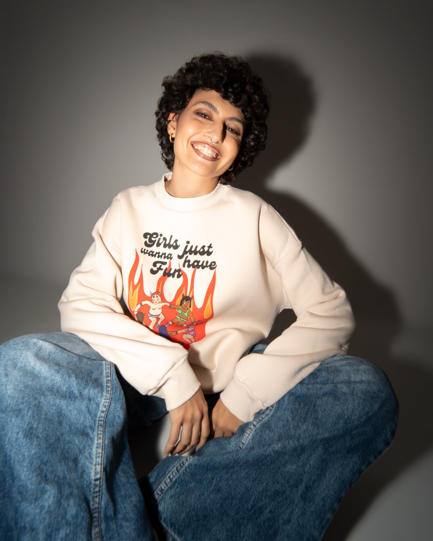 Girls Just Wanna Have Fun - Beige Hoodie