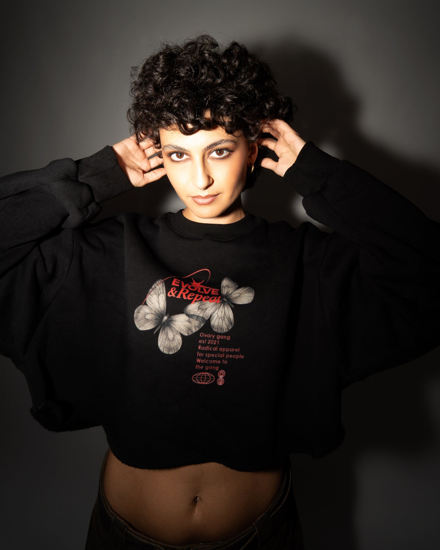 Evolve & Repeat - Black Crop Hoodie