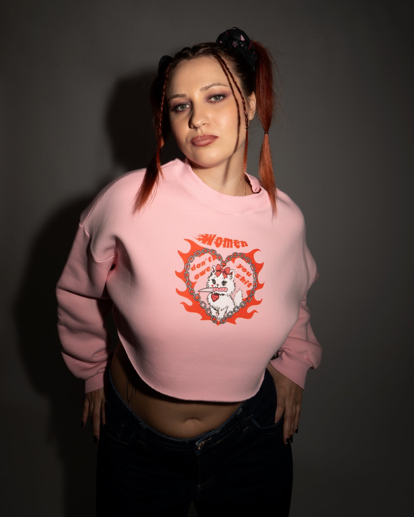 Women Don't Owe You Shit - Pink Crop Hoodie