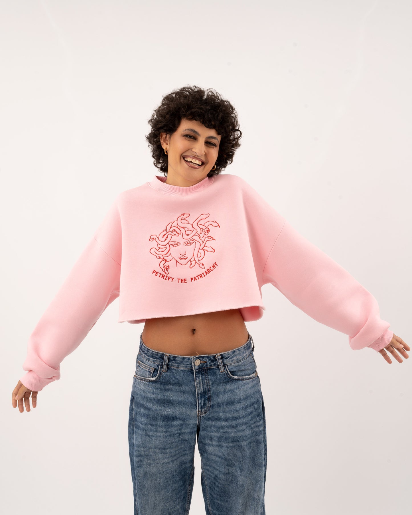 Petrify The Patriarchy - Pink Crop Hoodie