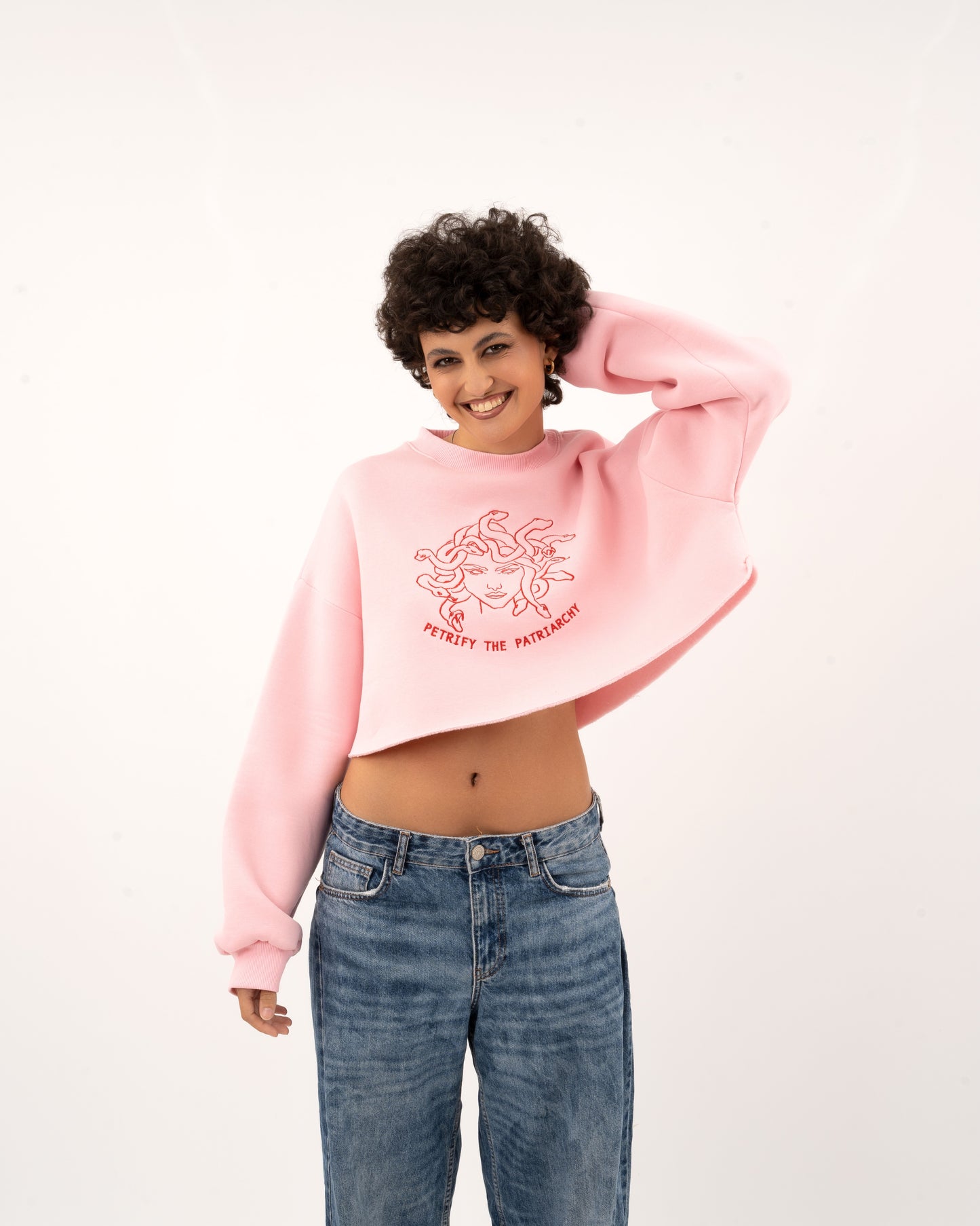 Petrify The Patriarchy - Pink Crop Hoodie