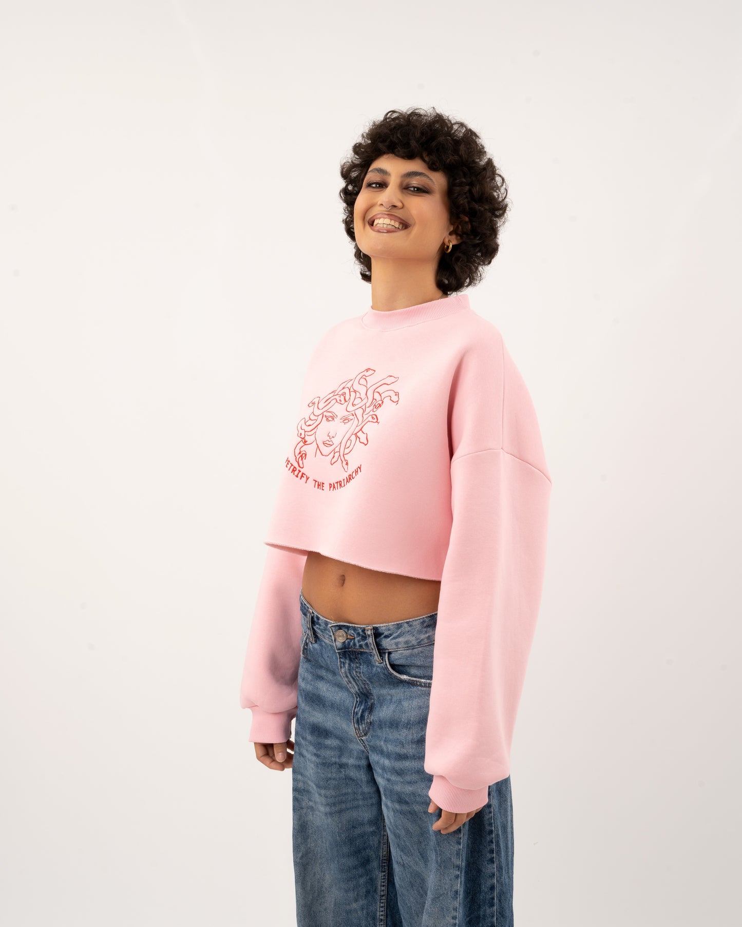 Petrify The Patriarchy - Pink Crop Hoodie