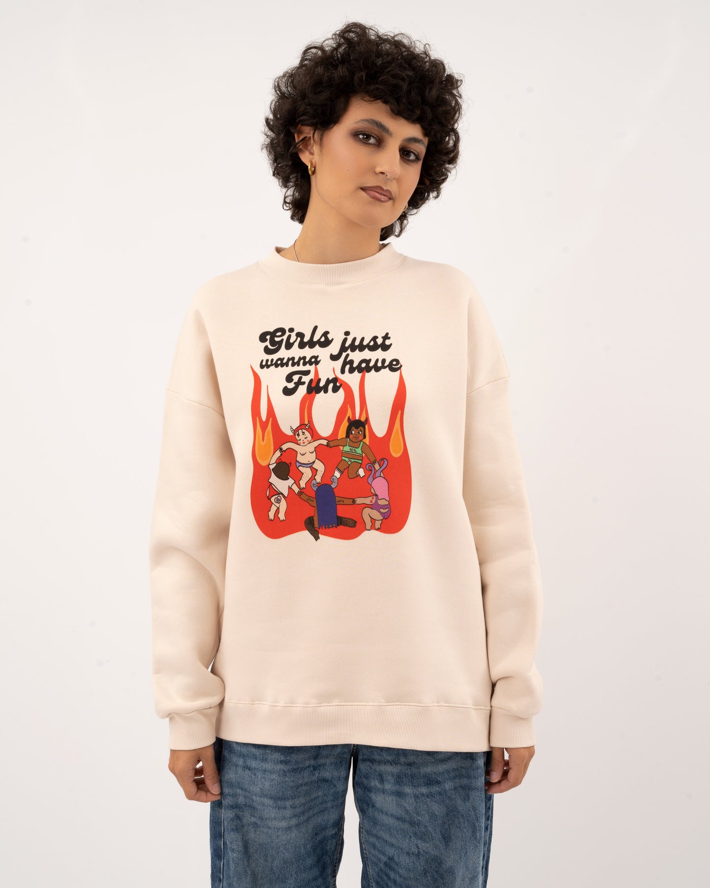 Girls Just Wanna Have Fun - Beige Hoodie