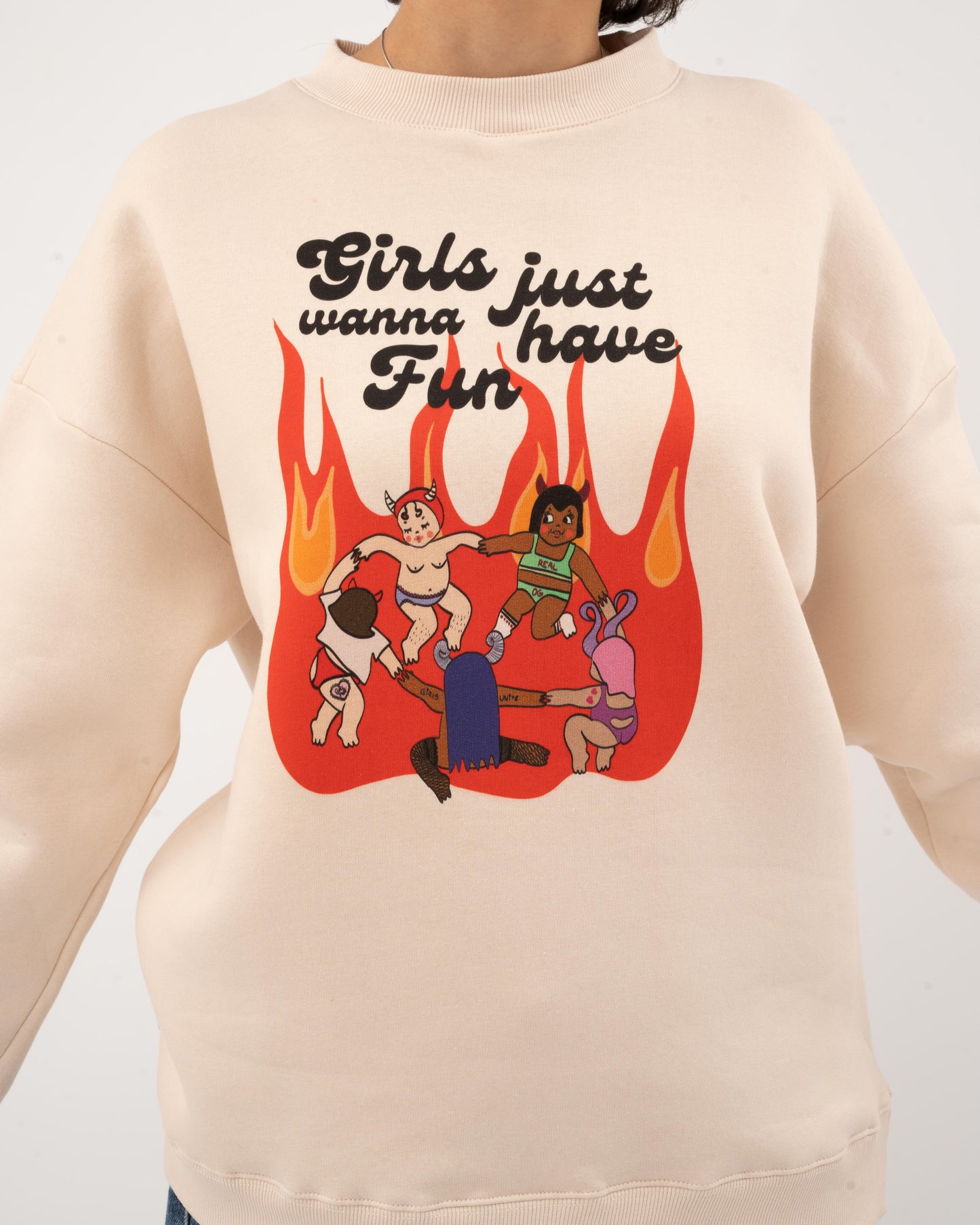 Girls Just Wanna Have Fun - Beige Hoodie