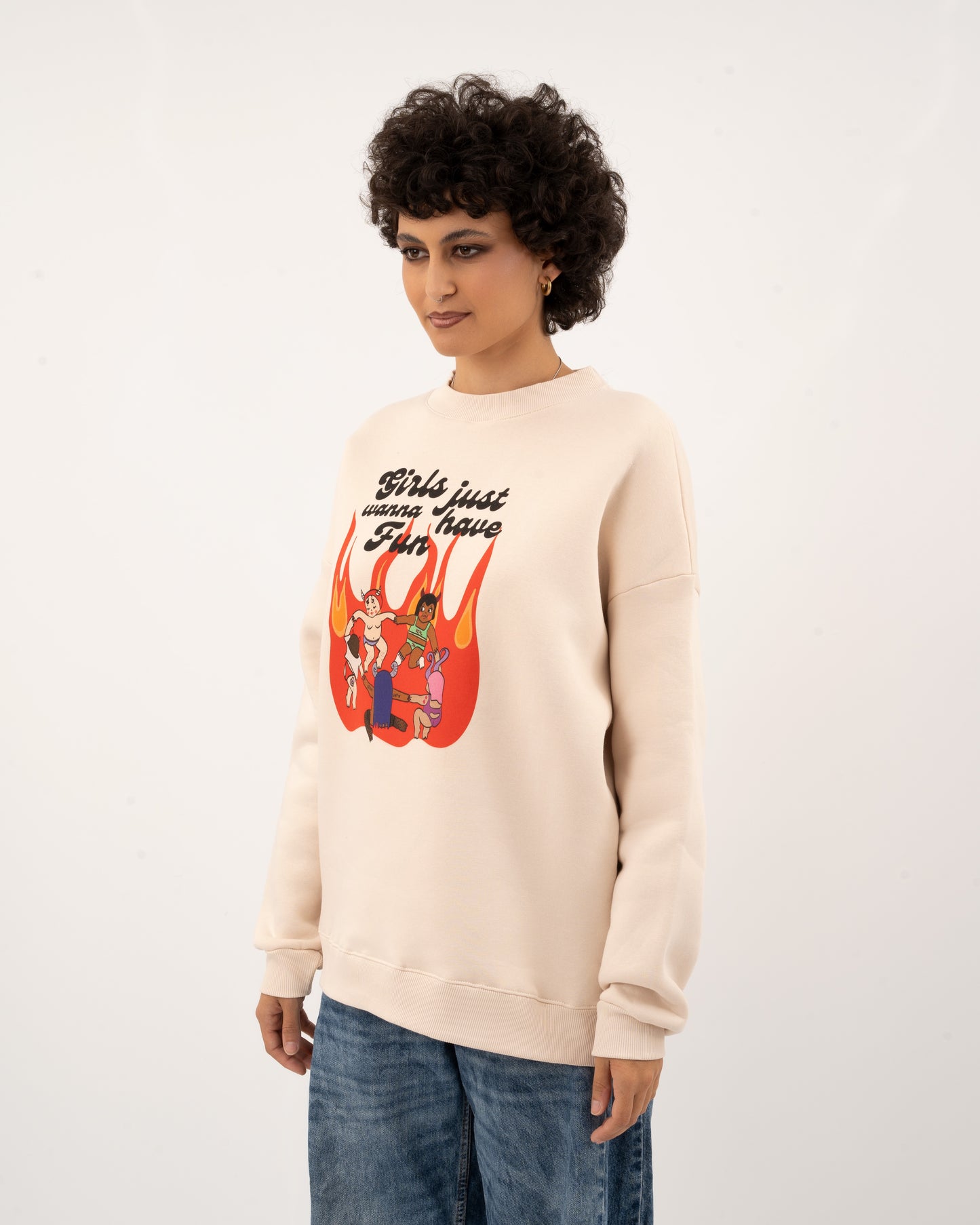 Girls Just Wanna Have Fun - Beige Hoodie