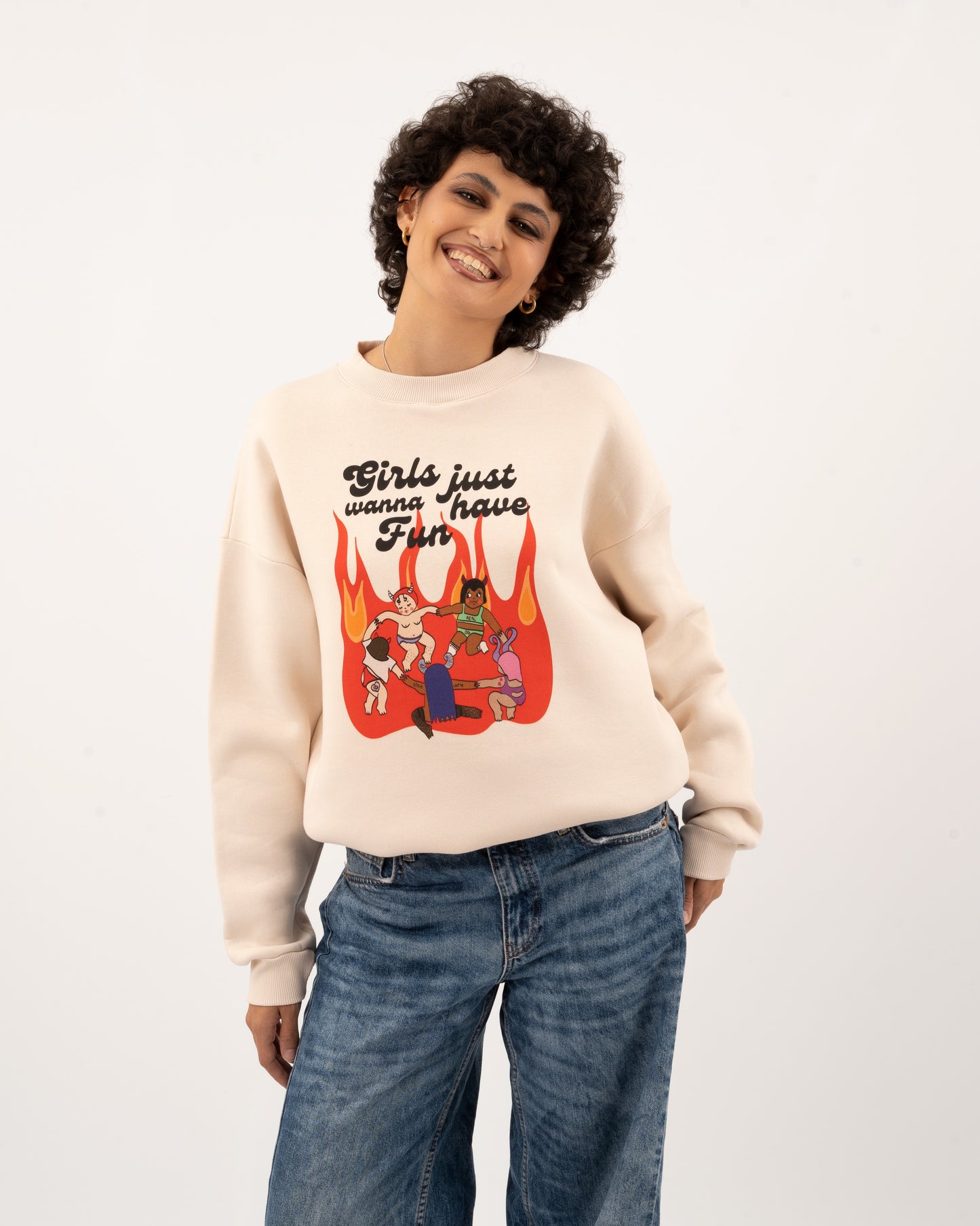 Girls Just Wanna Have Fun - Beige Hoodie